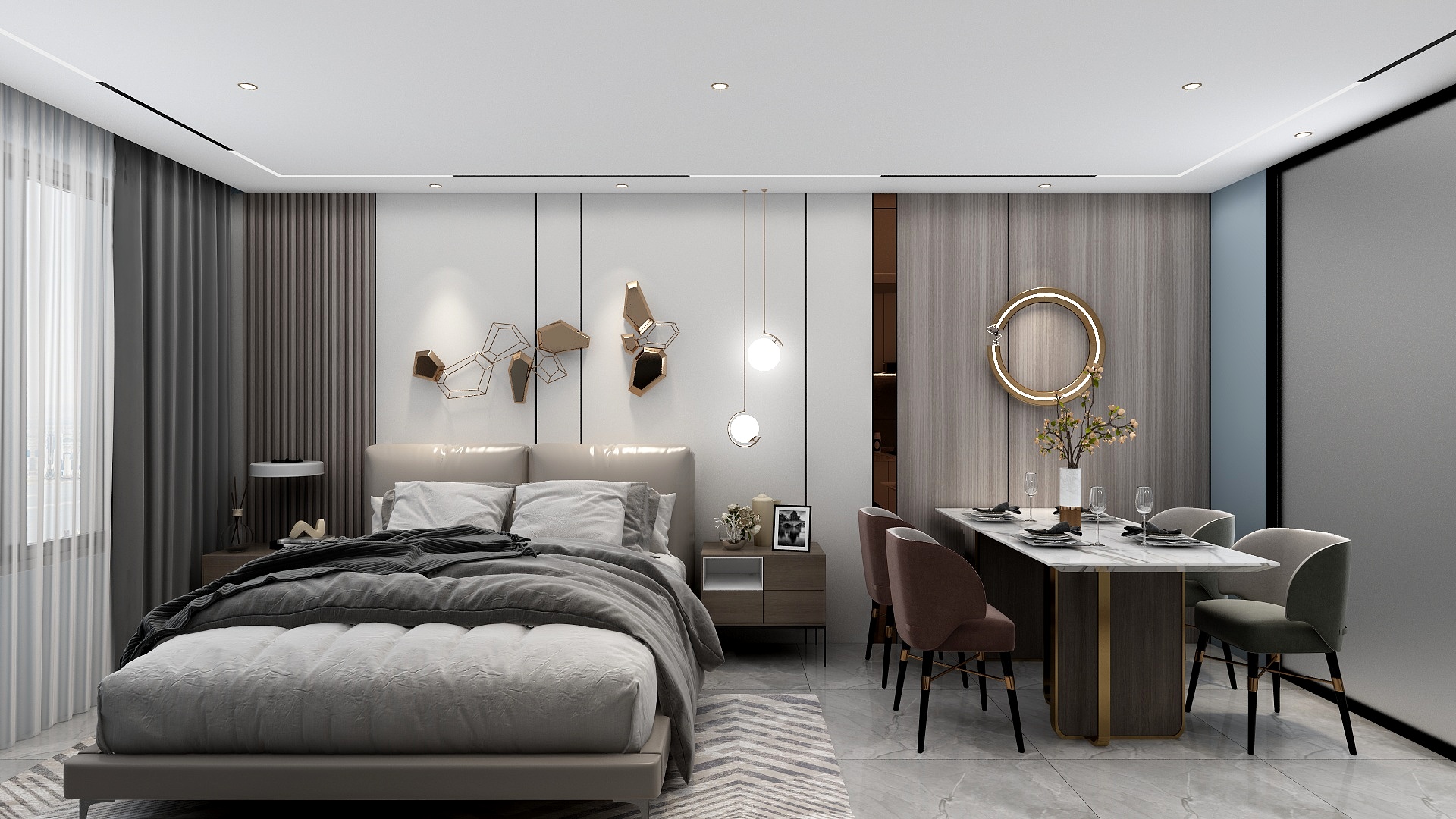 一品设计YP-40m²现代风格样板间装修效果图