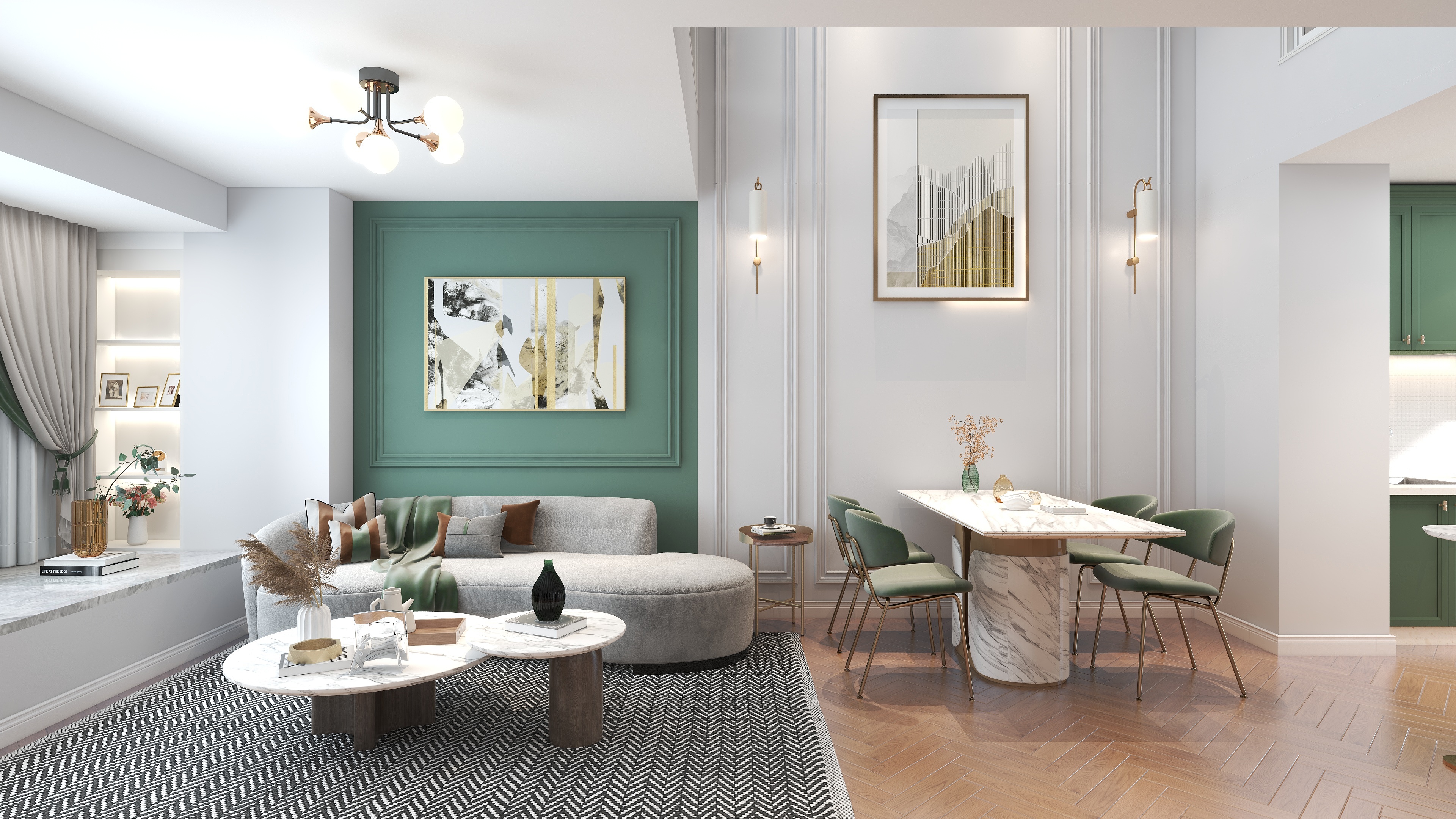 羽非设计-轻法式40平方LOFT小复式方案装修效果图