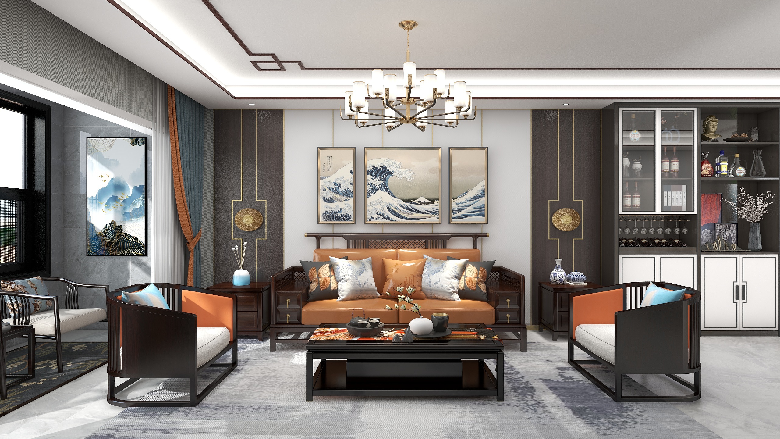 景成鸿彦-观沧海.意-150平米丨新中式风格设计-装修设计方案