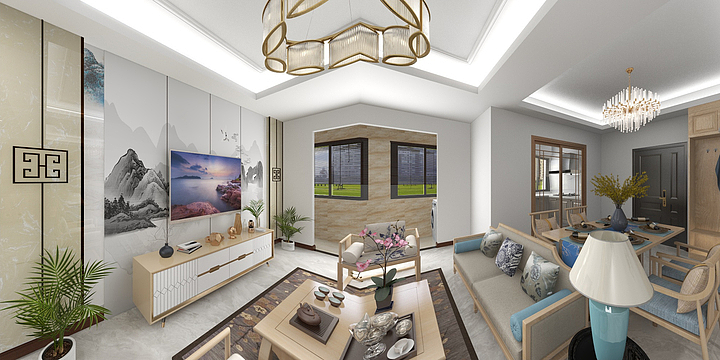 王腾-政府行政中心周转房C1户型64平-装修设计方案