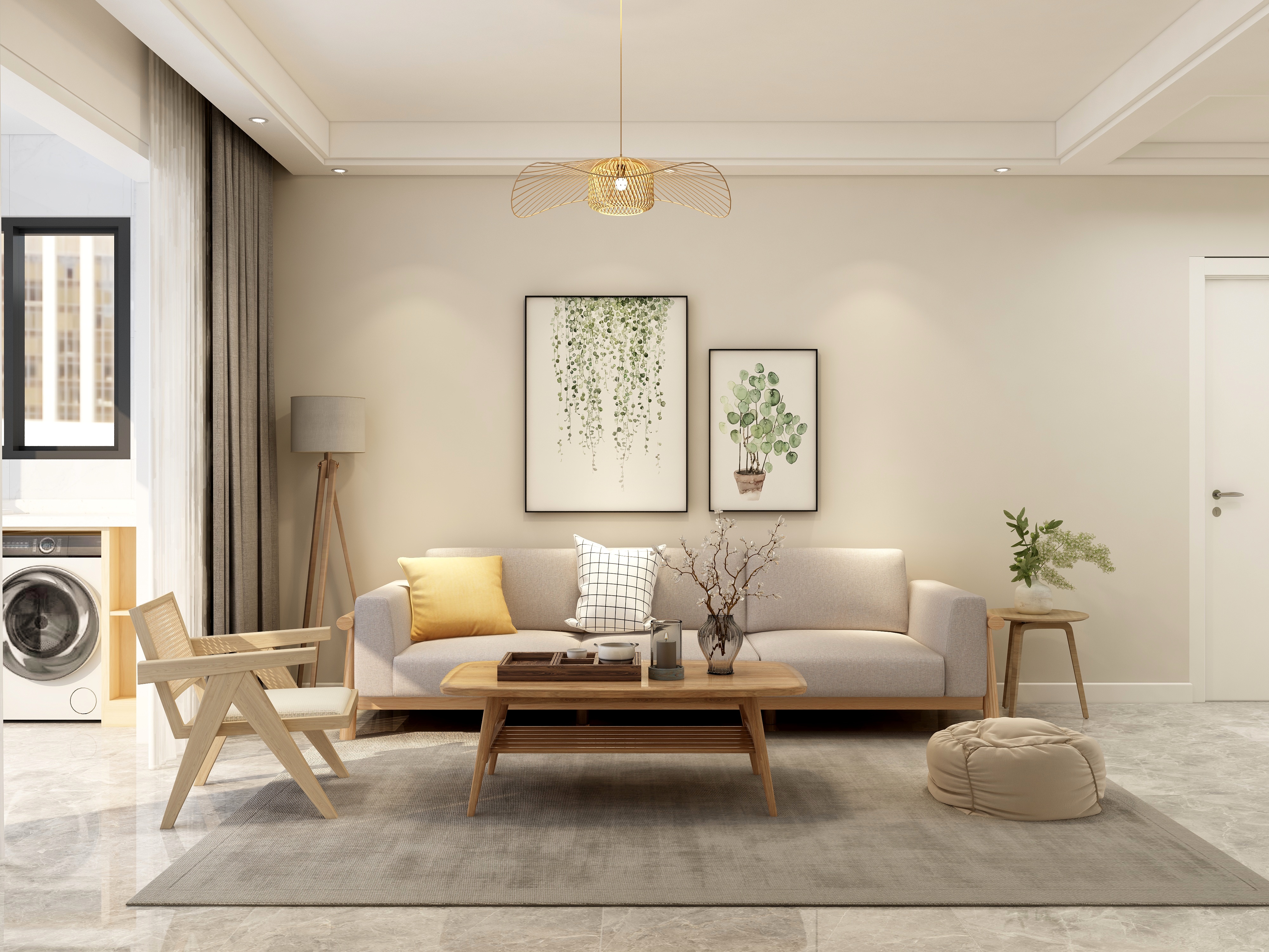 李佳洋-日式简约风格三房两厅装修效果图