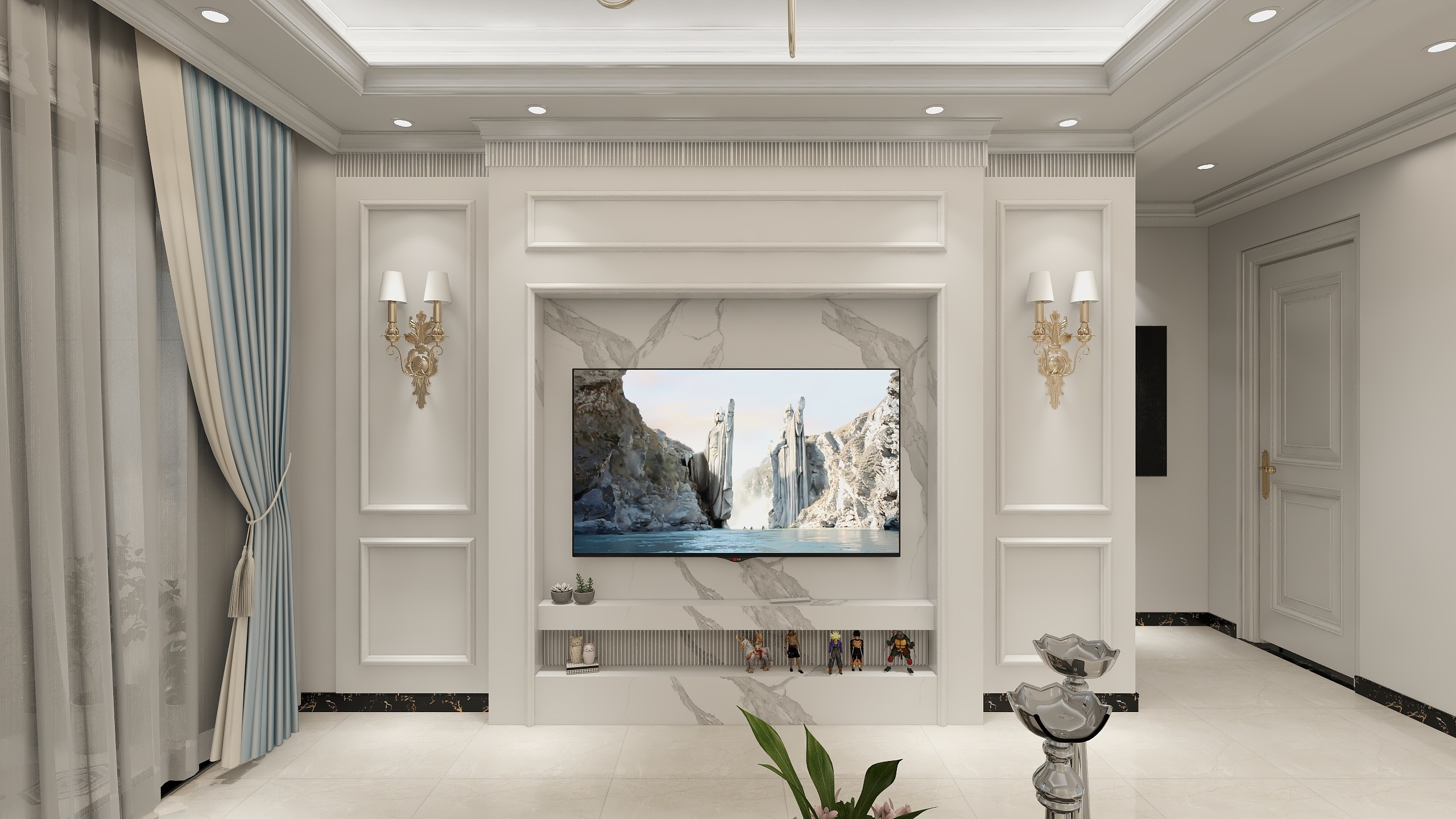 浮丶云空间设计-简约轻奢美式132㎡装修效果图