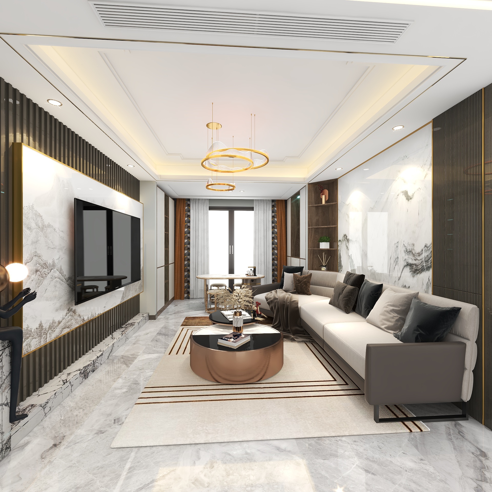 上海华锋国际设计工作室李锋-轻奢115平装修效果图