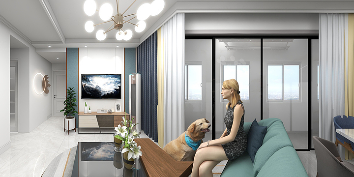 卒樊-瑞和园89.50㎡B户型3室2厅1卫-装修设计方案