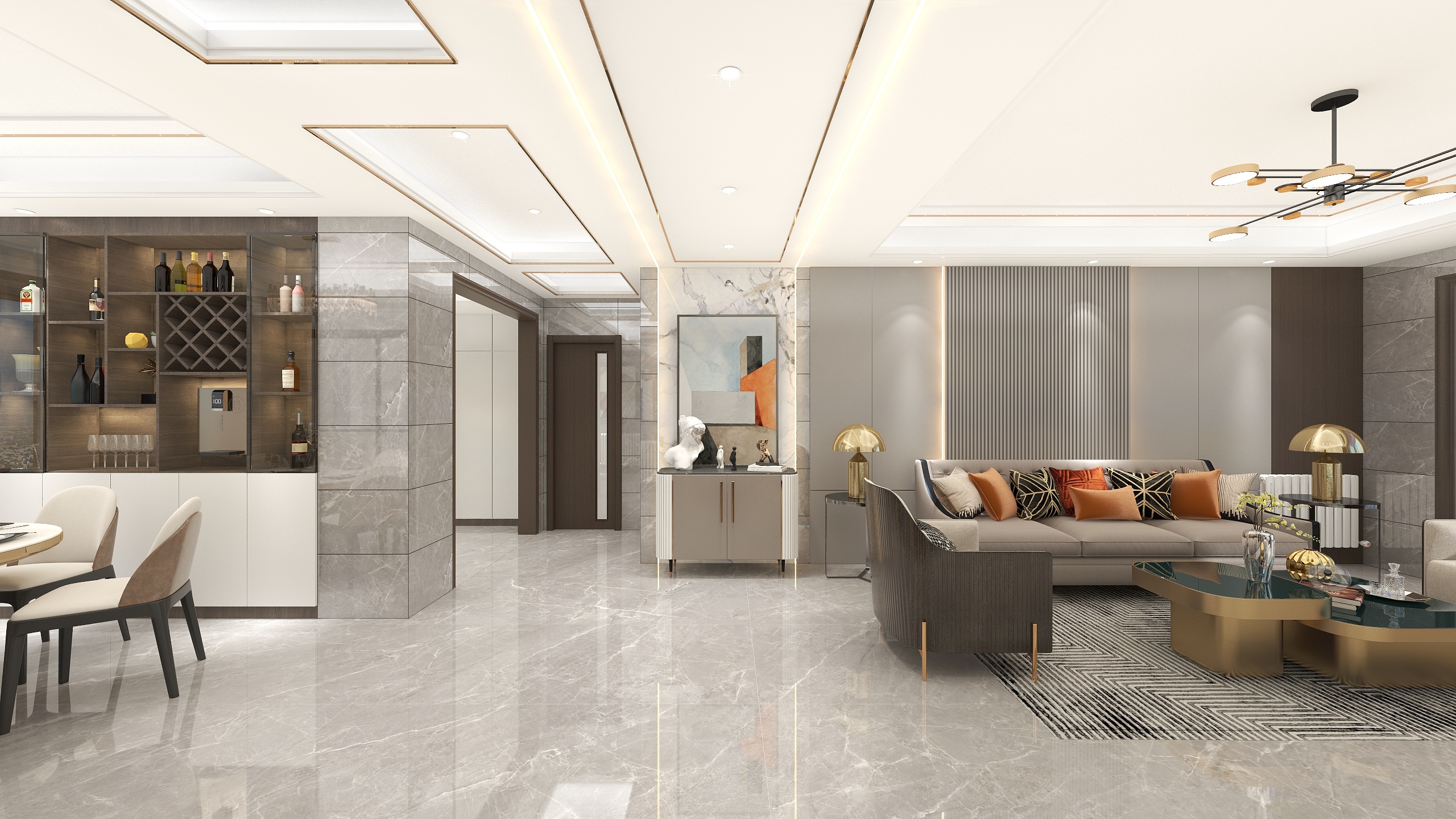 朱亚球-现代轻奢复式两层装修效果图