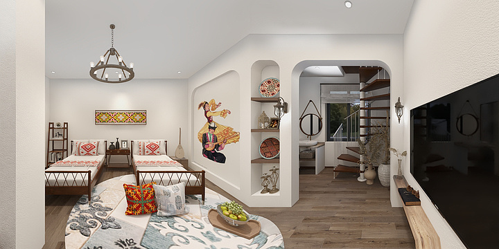 金钻全案设计-玉隼·山庄民宿loft1库尔德宁镇-装修设计方案