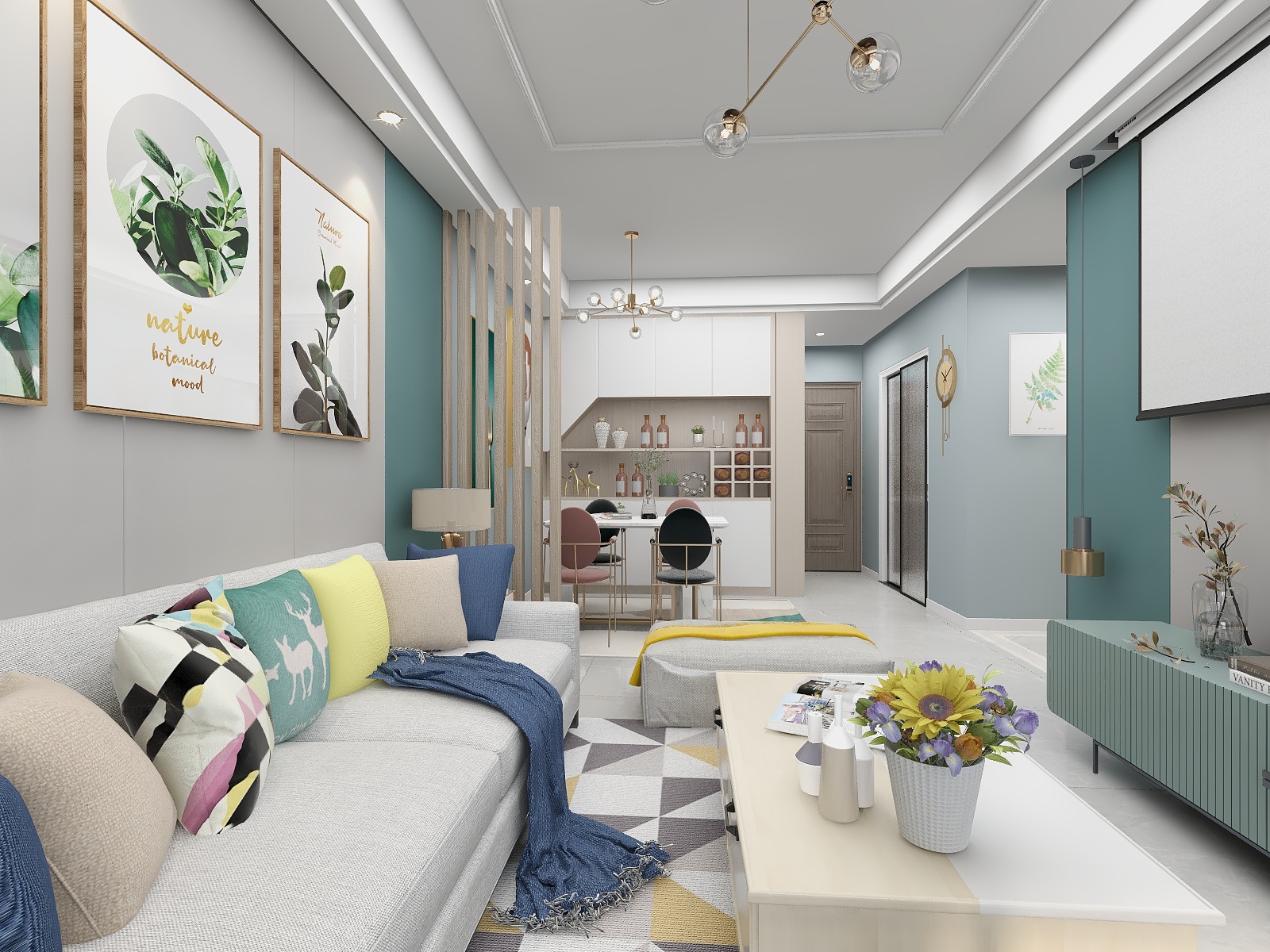 矩形之间-83方北欧田园装修效果图