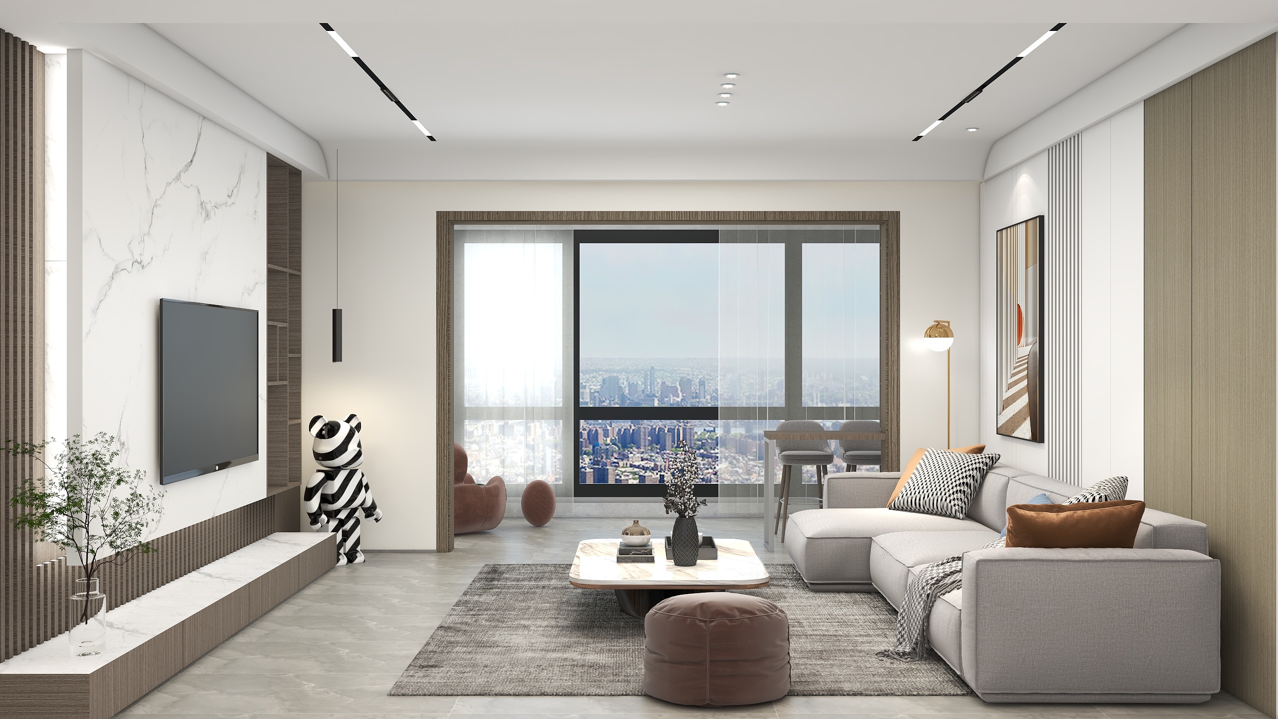 丁盼v-金御府-现代三居室+入户花园装修效果图