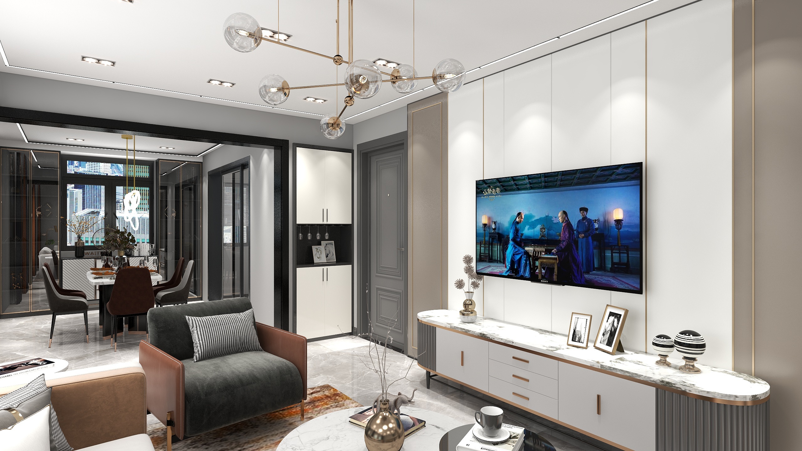 潘成-云淡风轻——轻奢瑞和园89.50㎡3室2厅1卫-装修设计方案