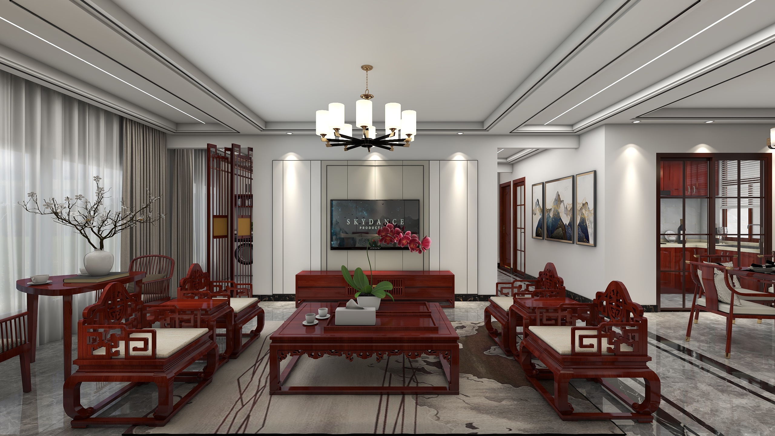 归尘a-新中式-146平装修效果图