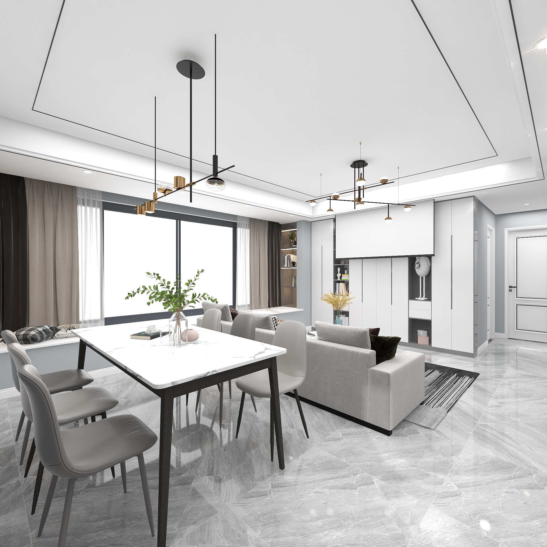 上海华锋国际设计工作室李锋-现代简约黑白灰装修效果图