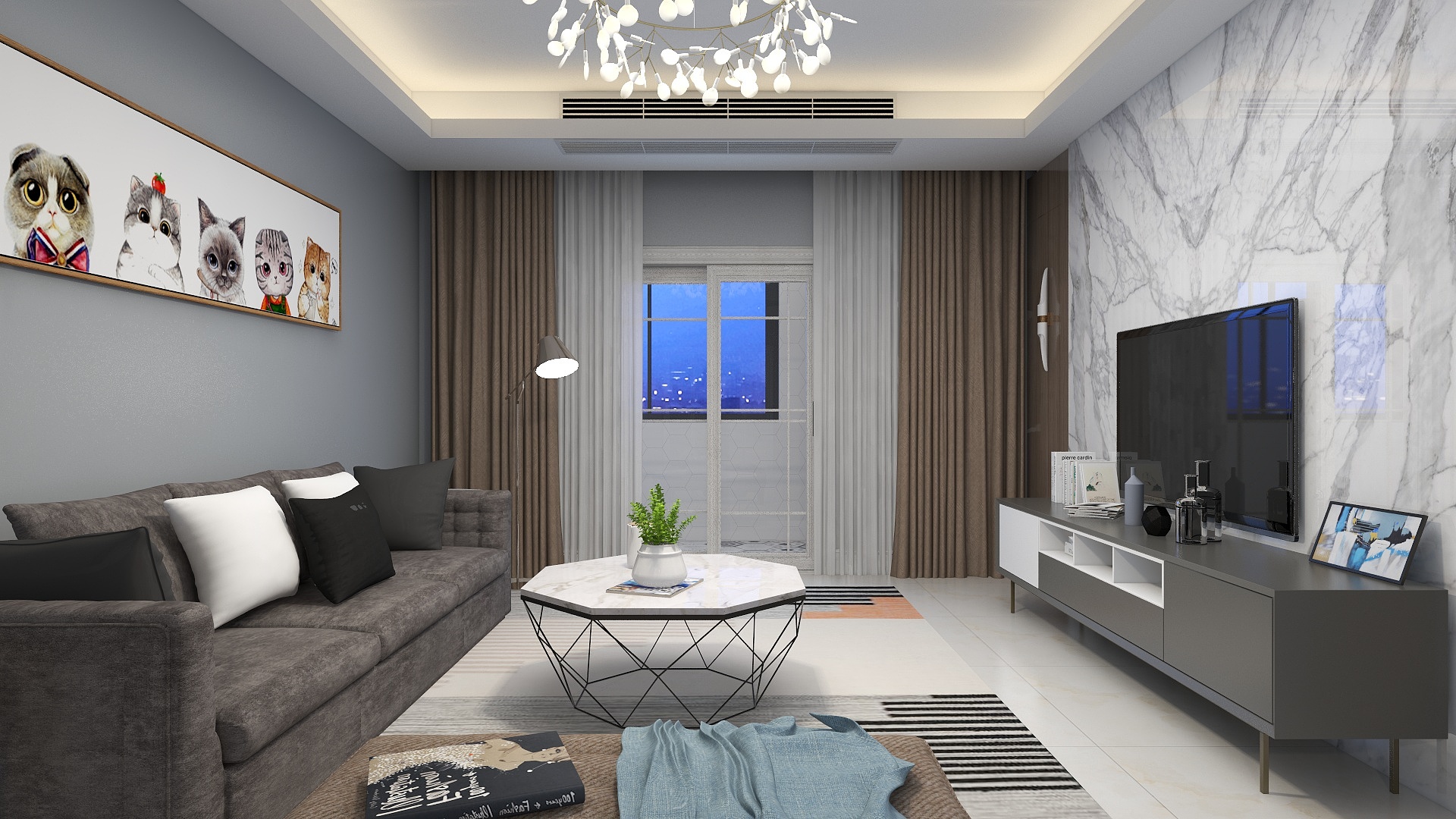 鄭國勝-93平三室两厅轻奢装修效果图