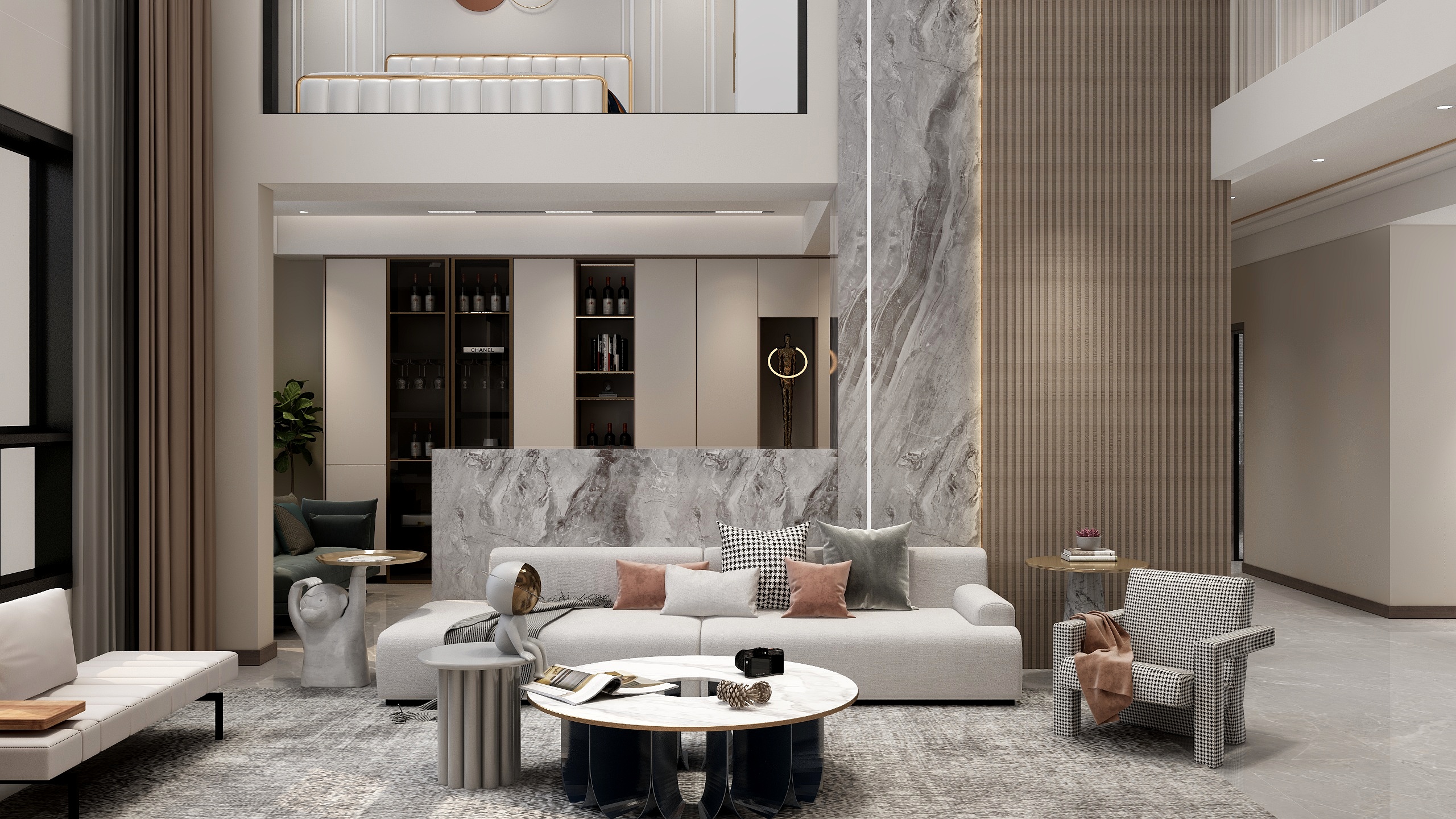 效果图设计II-现代轻奢别墅装修效果图