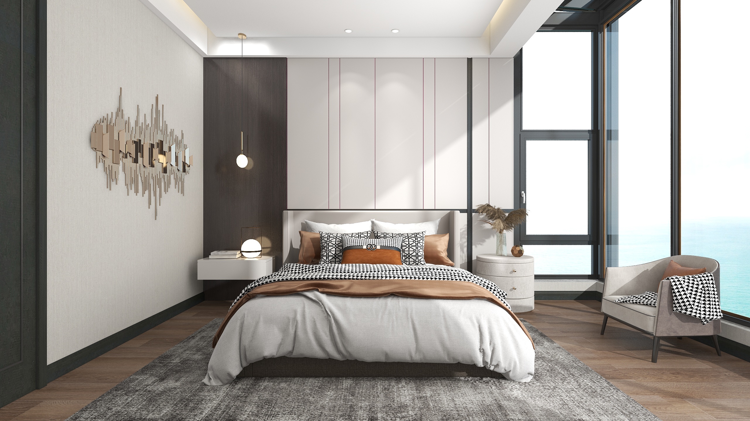 构架第三空间-现代轻奢主卧空间-装修设计方案