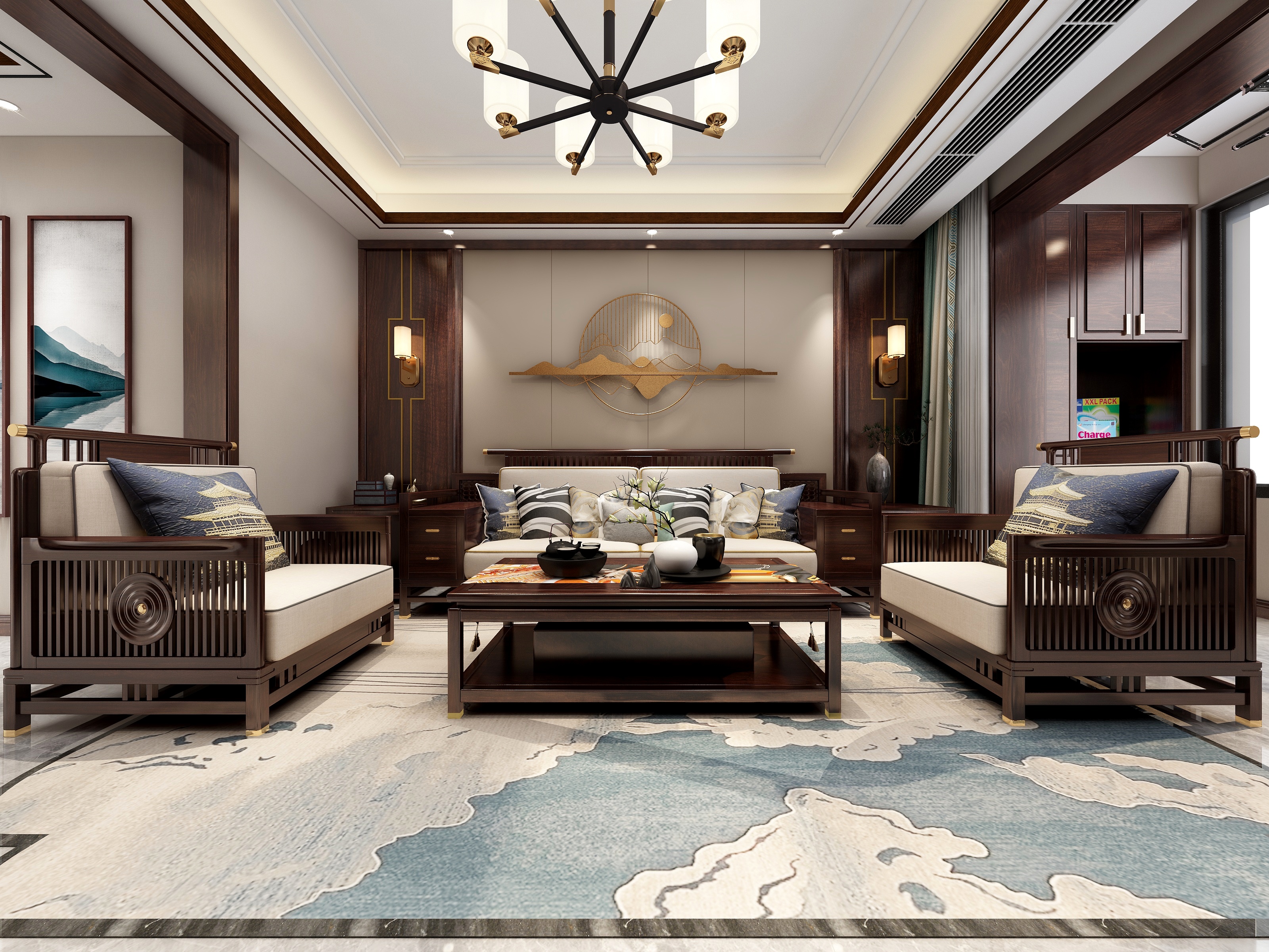 全景VIP设计-尘暮夕-新中式装修效果图