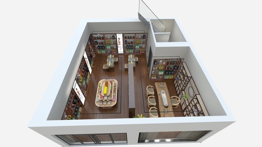 A篮碟装饰A-甜点店装修效果图