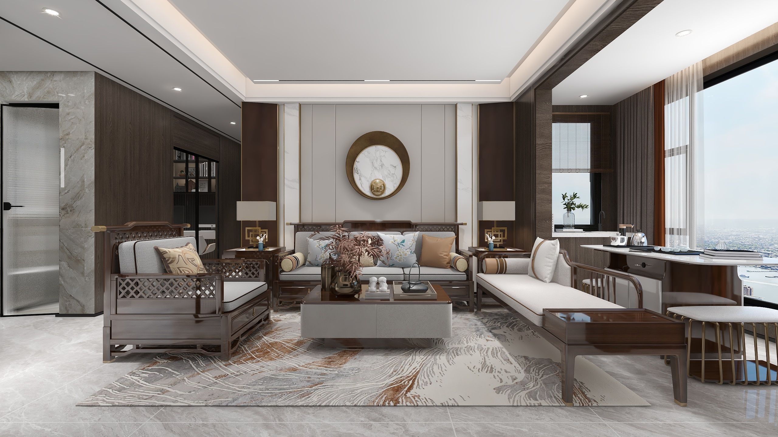 设计师丨胡月平-《东山之冠》新中式丨125㎡三居装修效果图