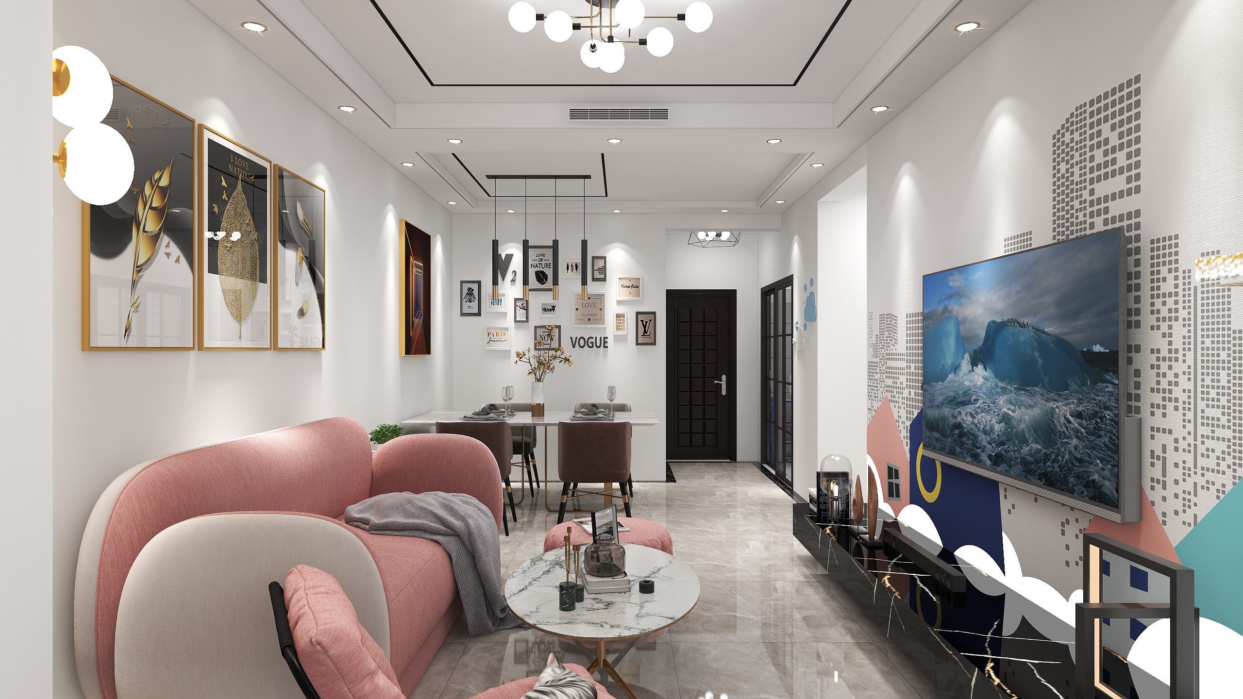 Mrcigarette斑-德信海德公园83.00㎡A2’3室2厅1卫1厨装修效果图