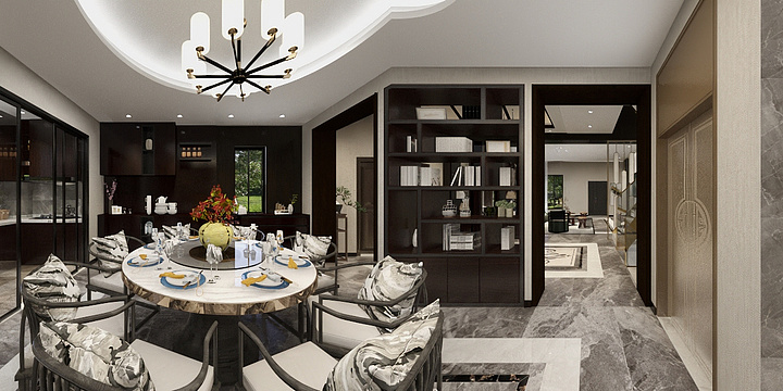 CHIYI-亚美利加-汤岗子别墅-1楼-装修设计方案