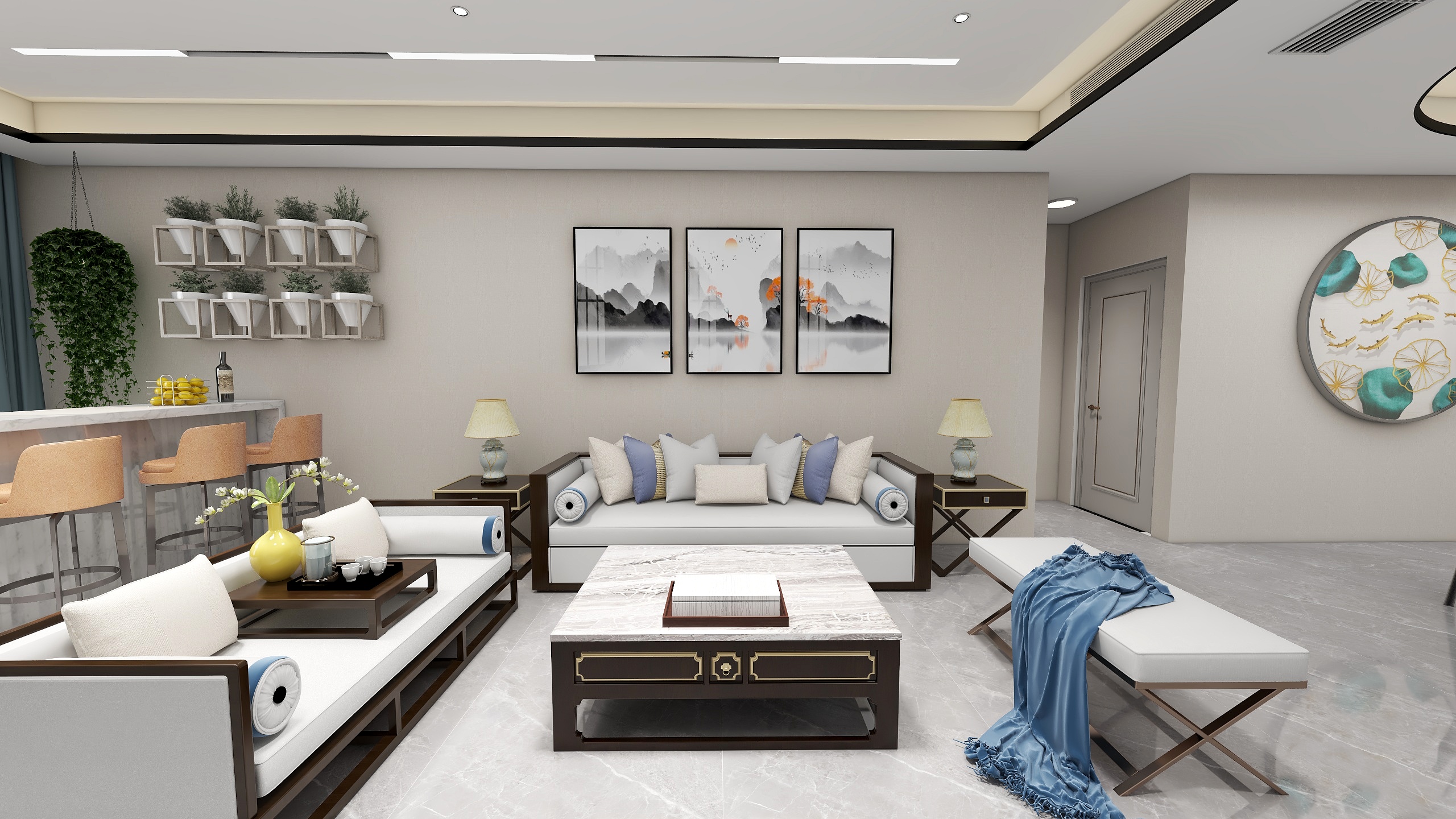 室内设计师小惠-新中式偏轻奢风格装修效果图