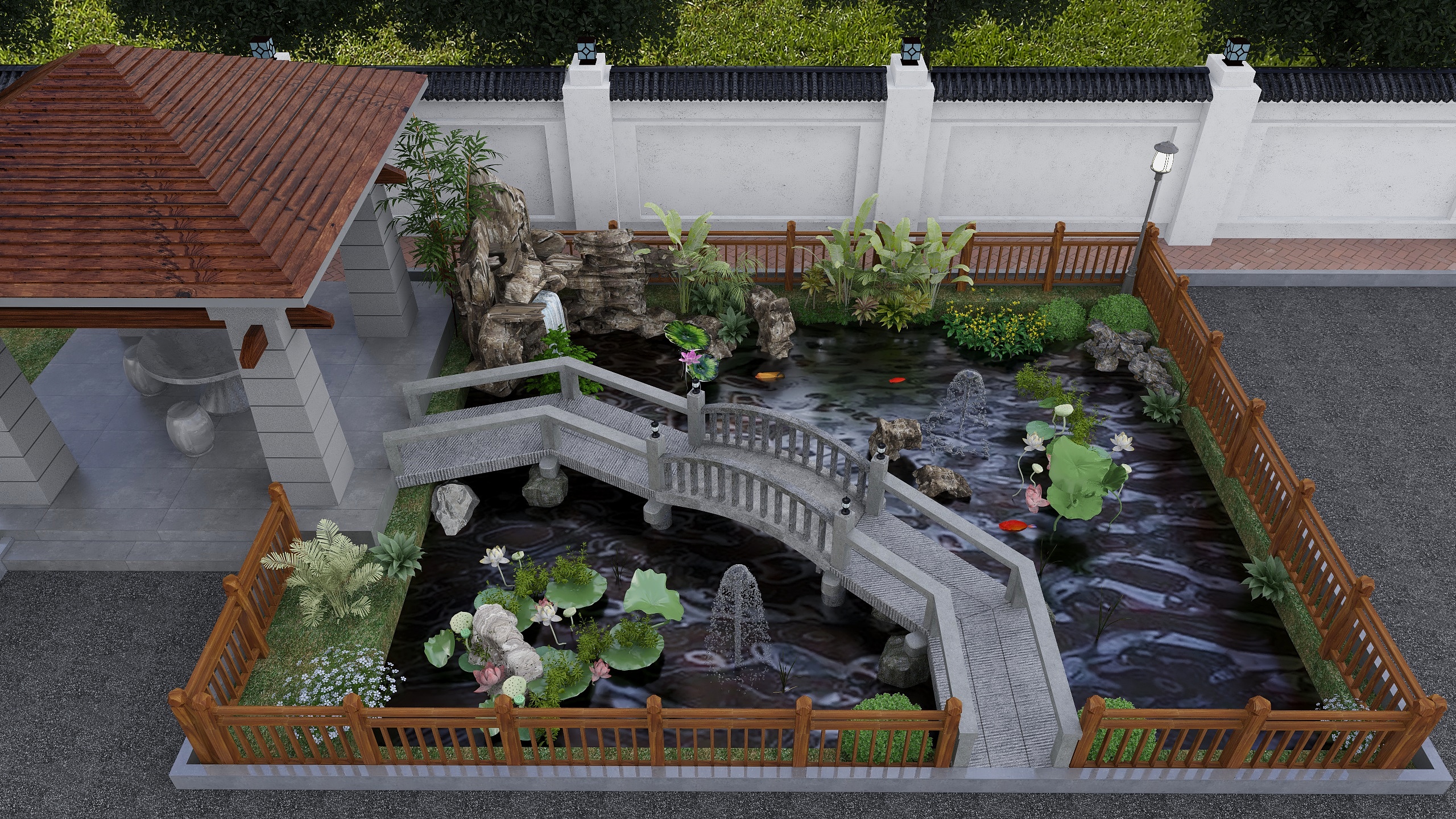 高毓禧-湘阴法院庭院水景-装修设计方案