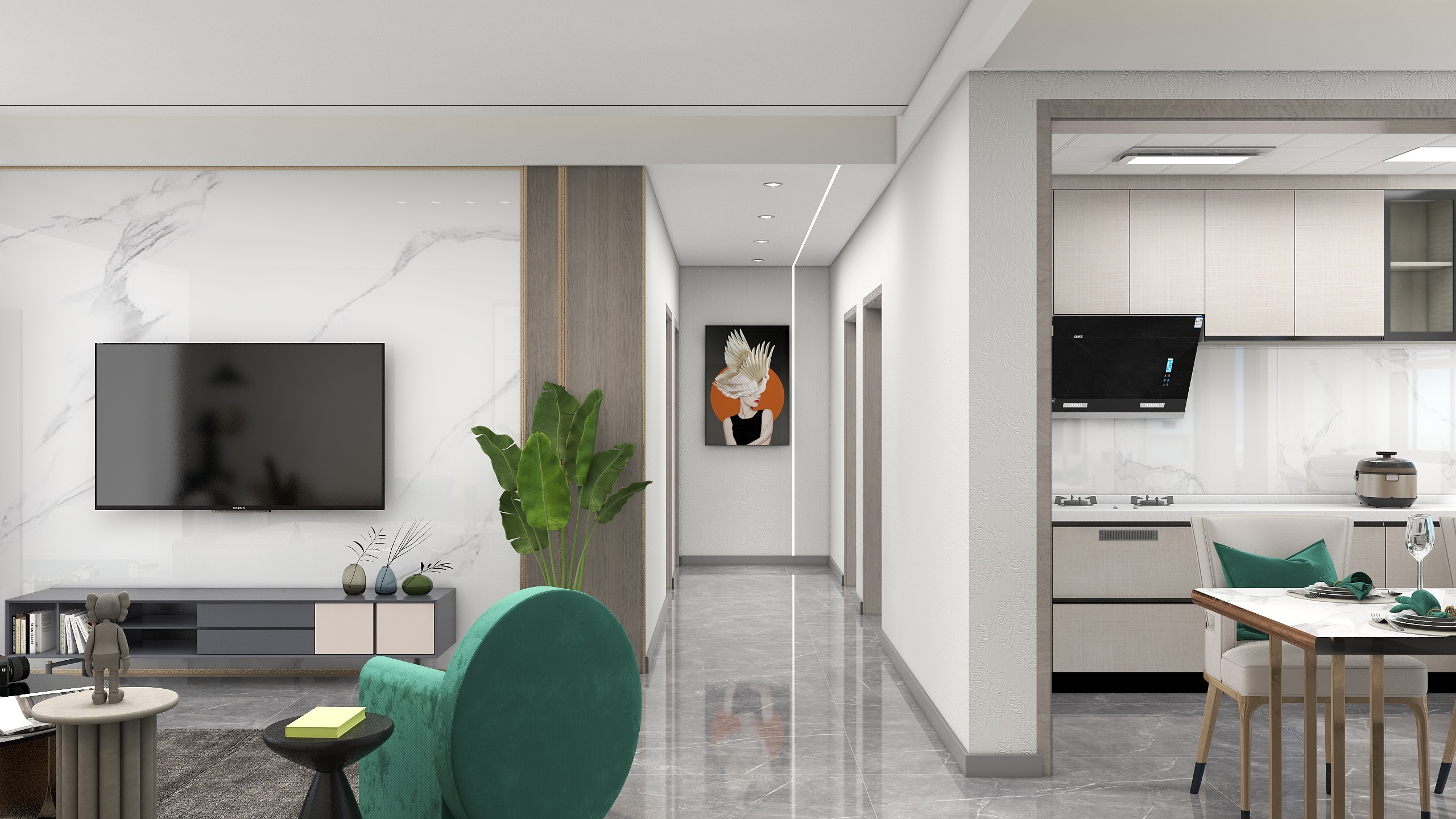 丁盼v-现代三居室样板房-120m²-装修设计方案