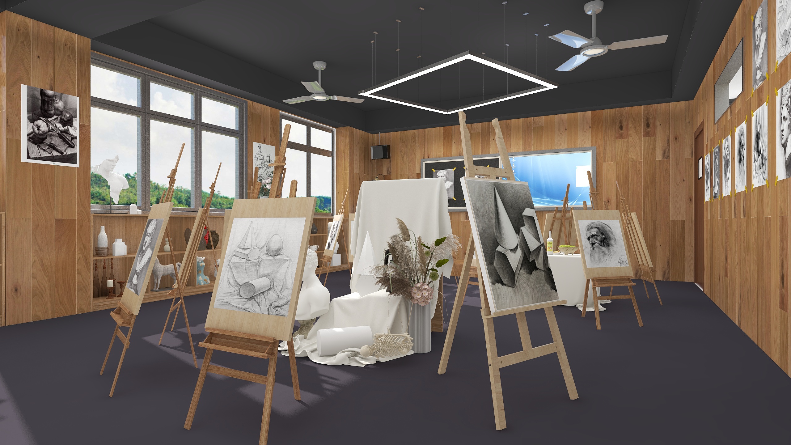 凝可设计-创意造+学校画室装修效果图