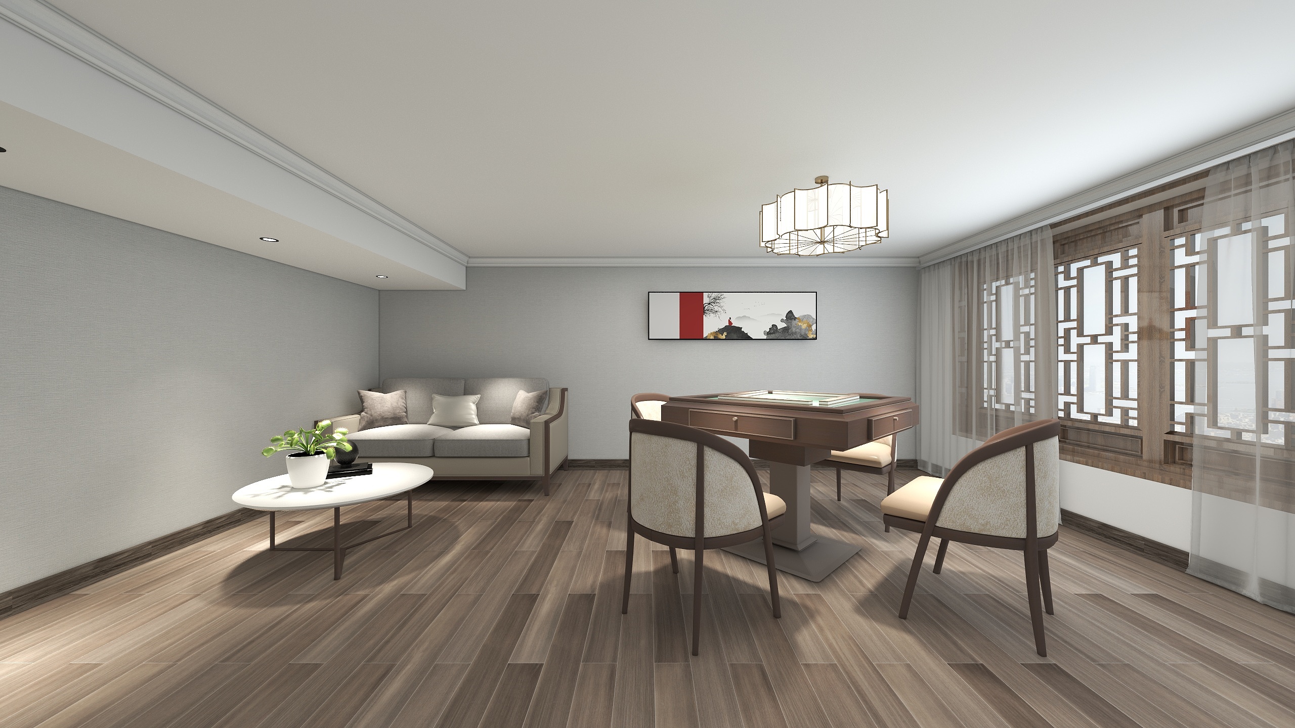 沈有波-龙福苑260平米茶室现代中式混搭装修效果图