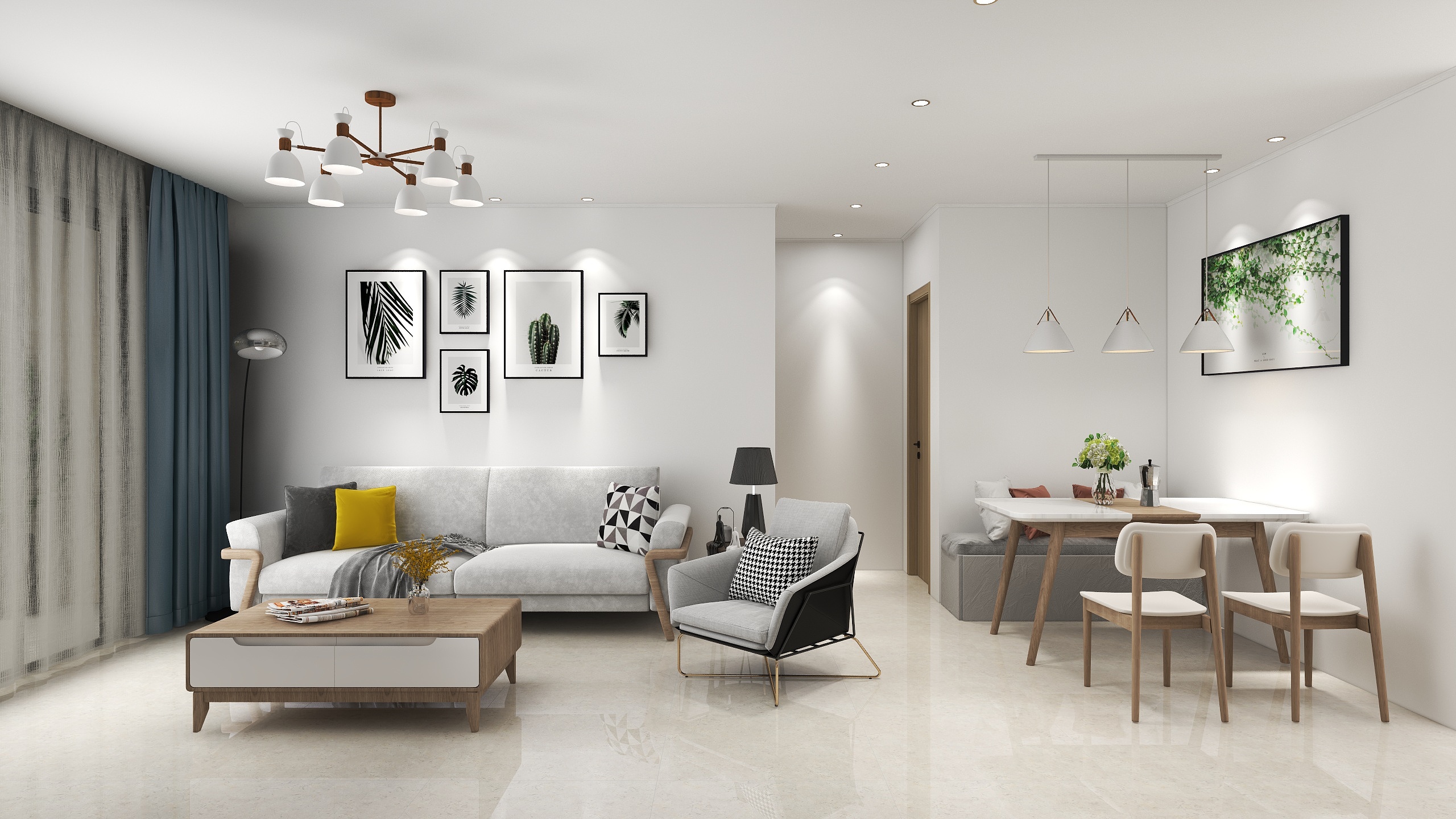 土拨鼠爱设计-98平简约3室装修效果图