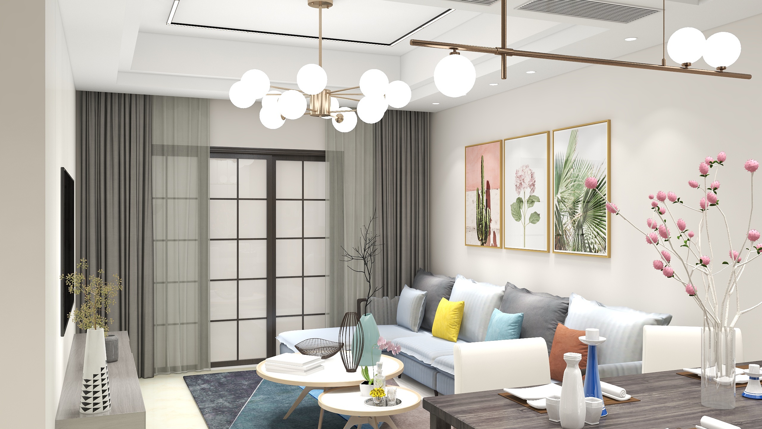 黄阿震-德信海德公园83.00㎡A2’3室2厅1卫1厨-装修设计方案