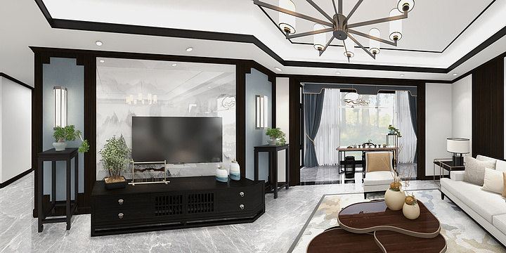 永州科居装配式墙顶-公园尚新中式-装修设计方案