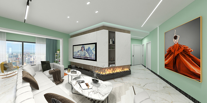 爱装修设计的龍少-E户型4室2厅2卫1厨122平米-装修设计方案