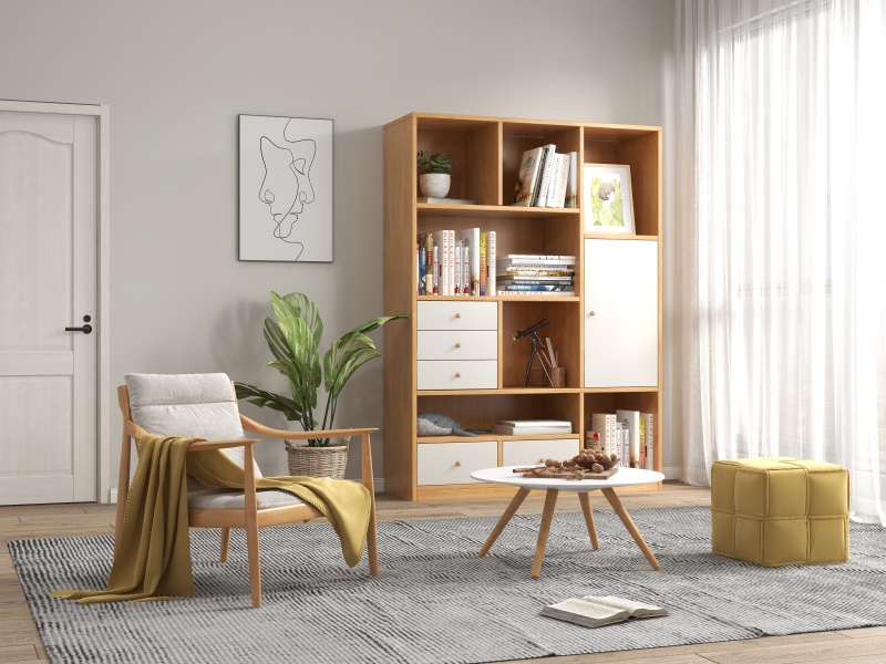 Transitional Living Room with Yellow Accents
