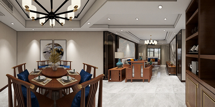 效果施工落地-吾悦新中式3#1602-装修设计方案