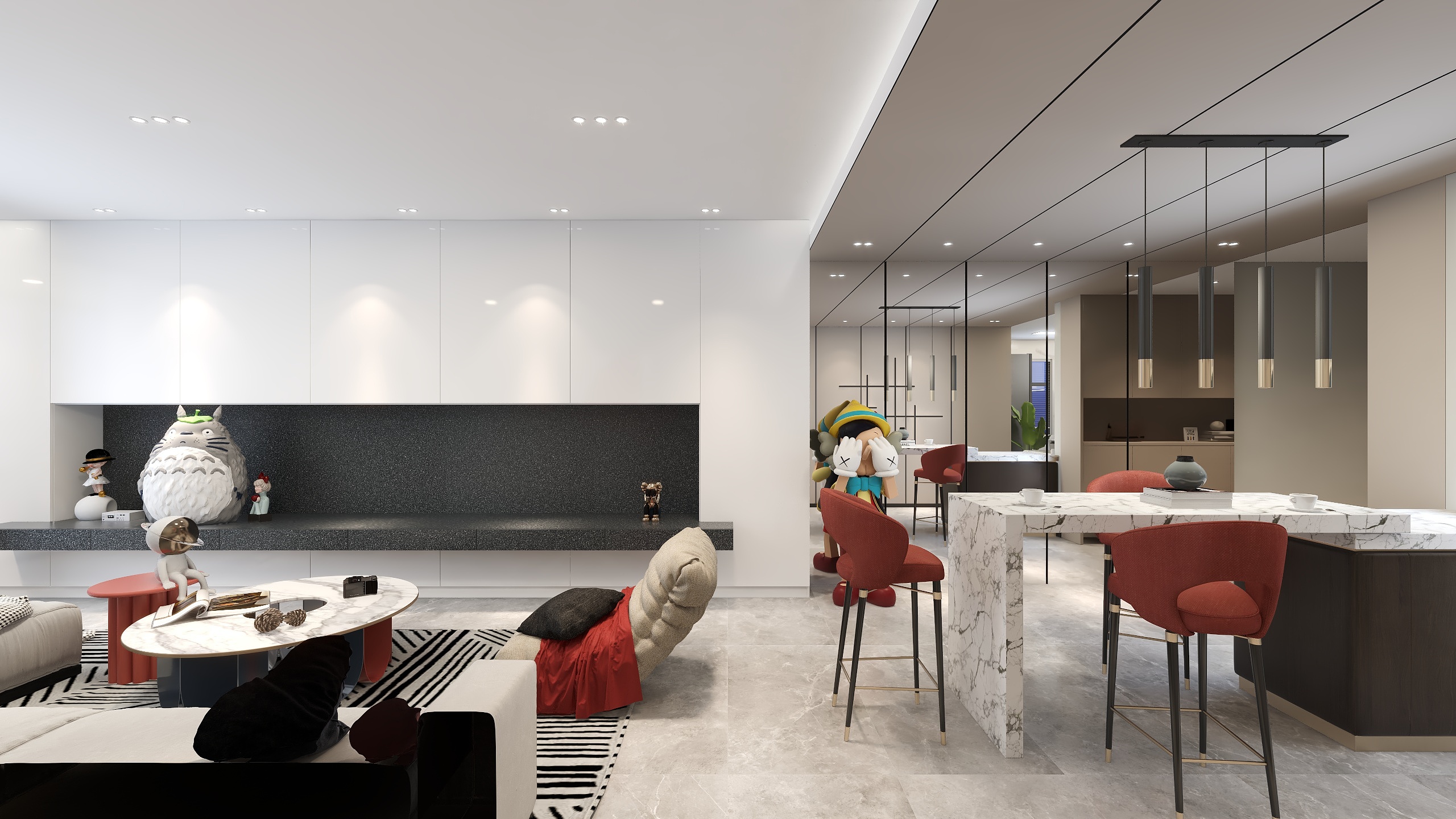 老妖怪做设计-98平现代都市轻奢风雅居设计装修效果图