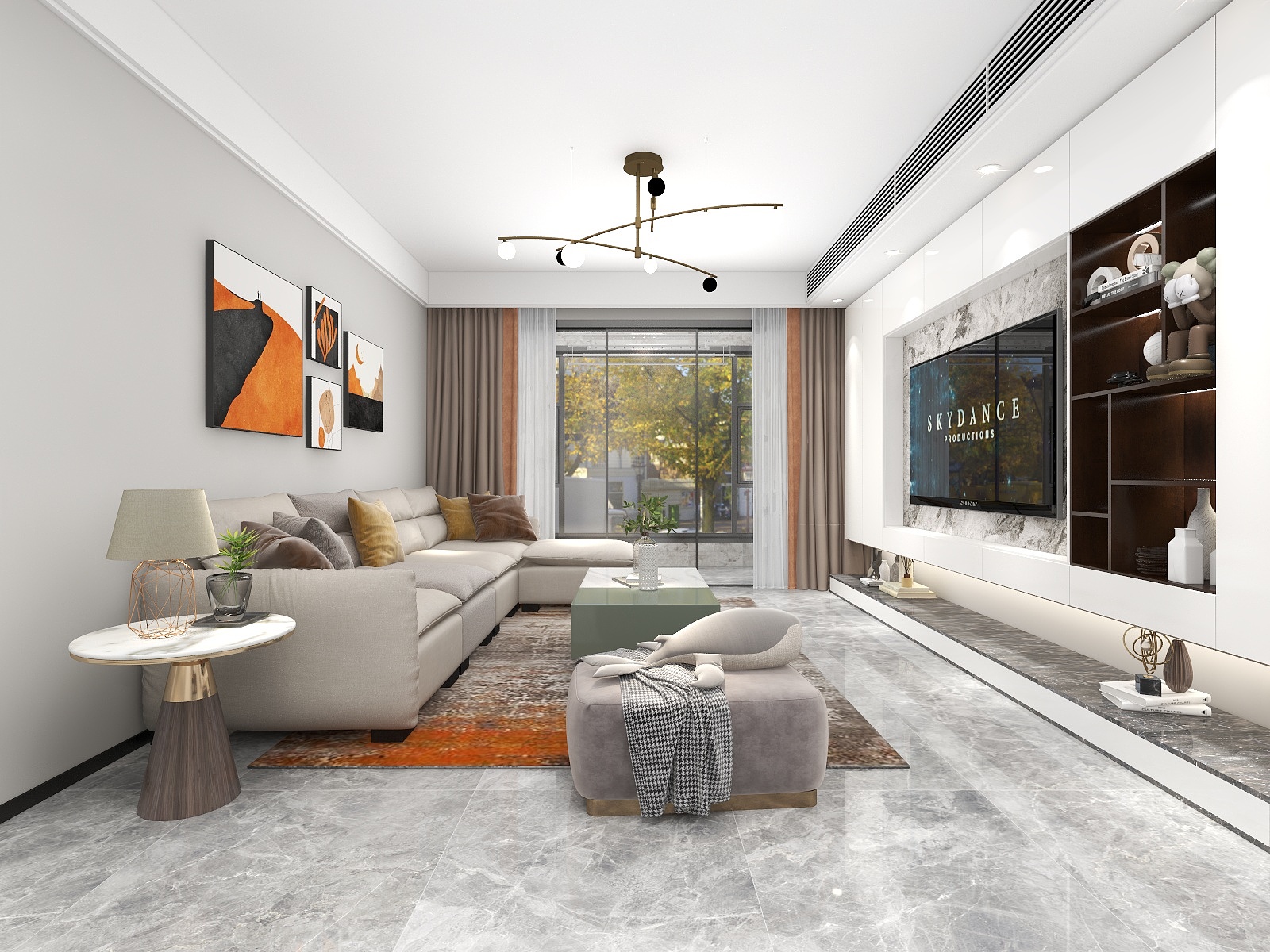 湛智华-现代简约107平3房餐厅小，又要兼顾房门进出这样设计不会错！装修效果图