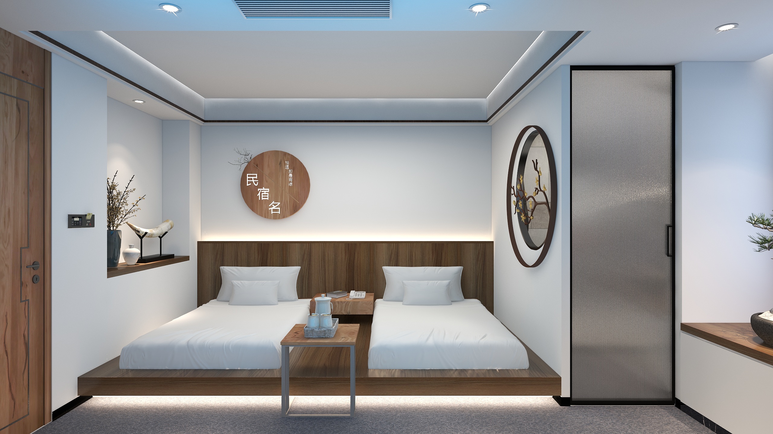 神马云在线-民宿客栈双人间20平装修效果图