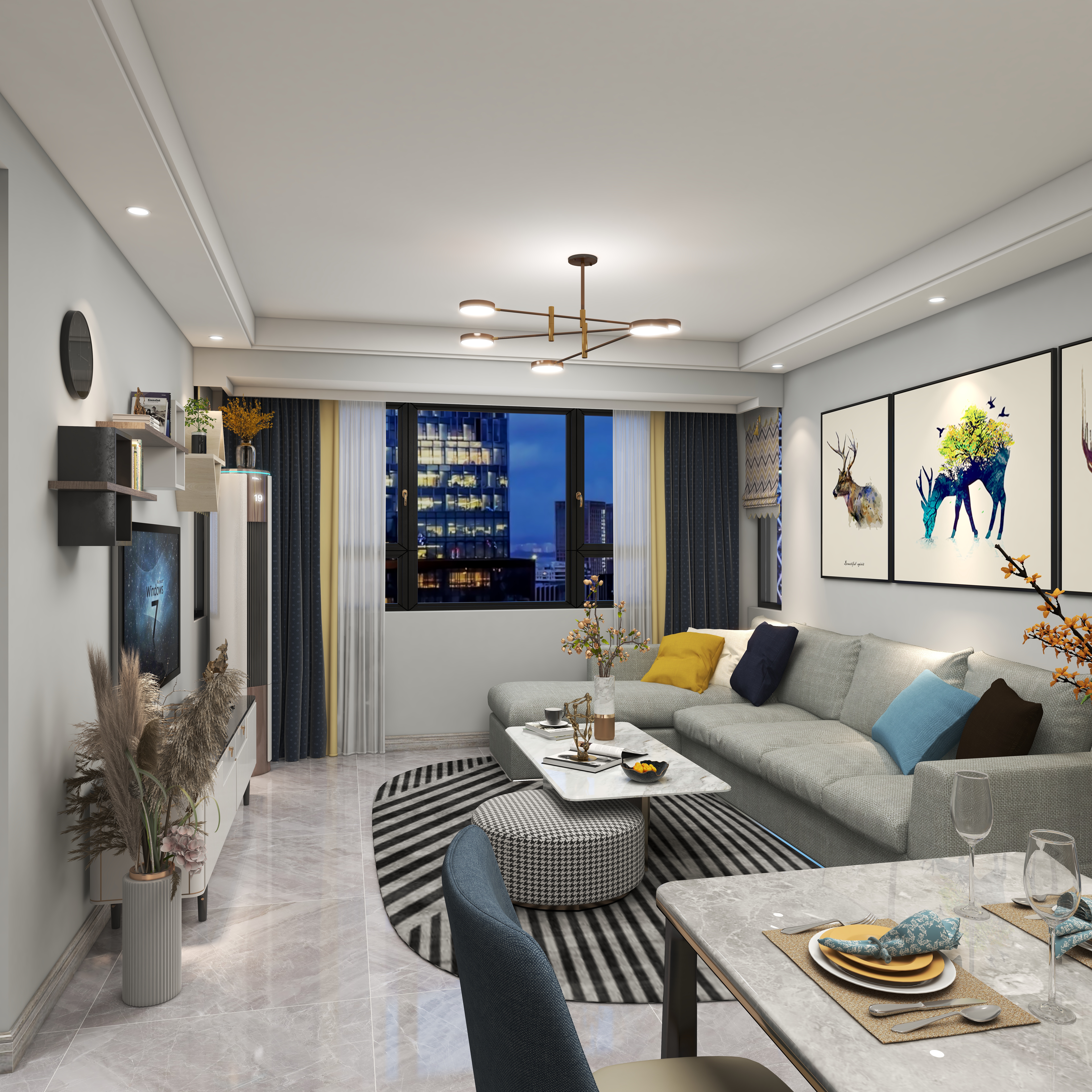 室内装修设计tp-现代简约89平方三房装修效果图