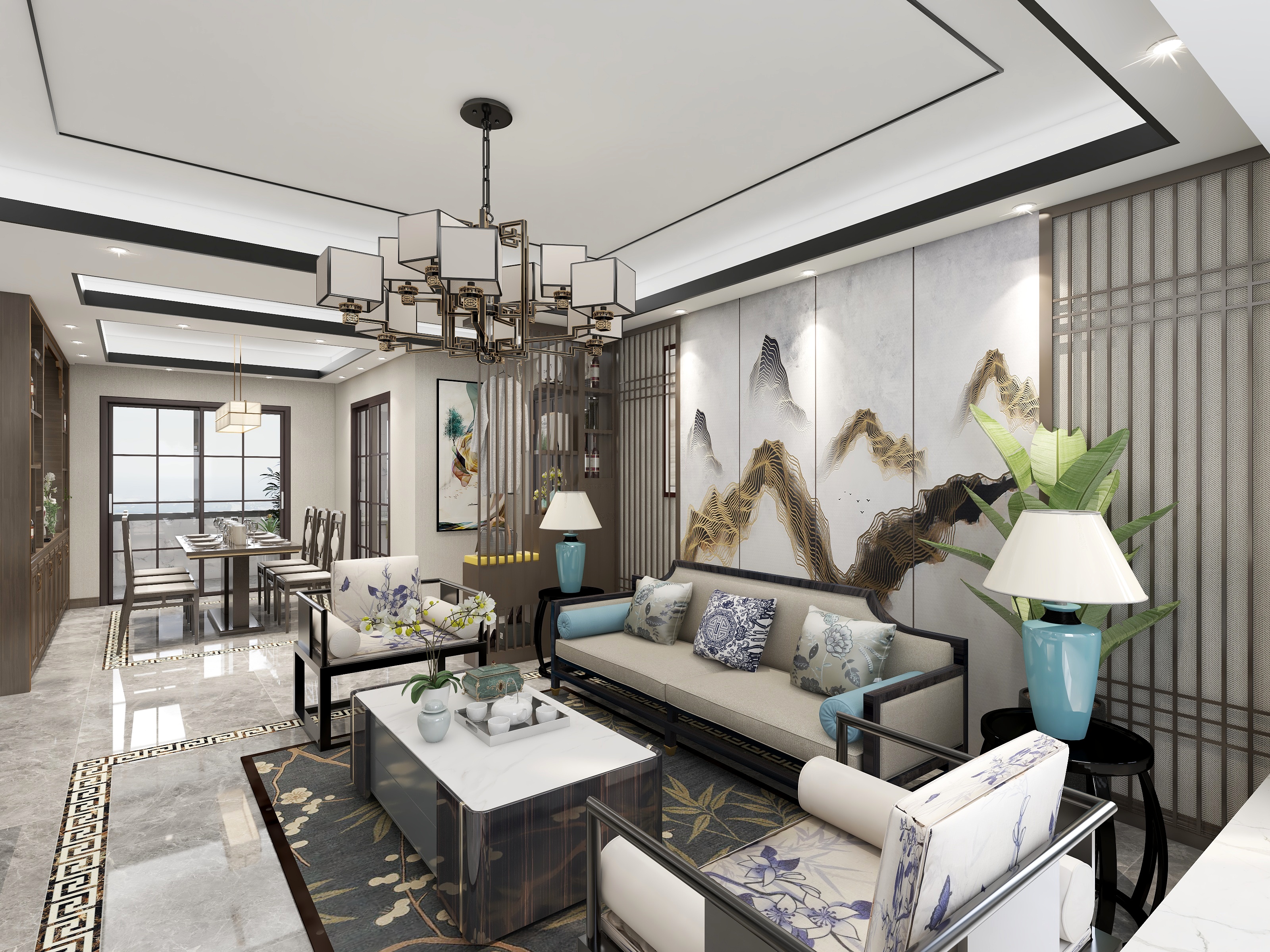 燊达空间-新中式装修效果图