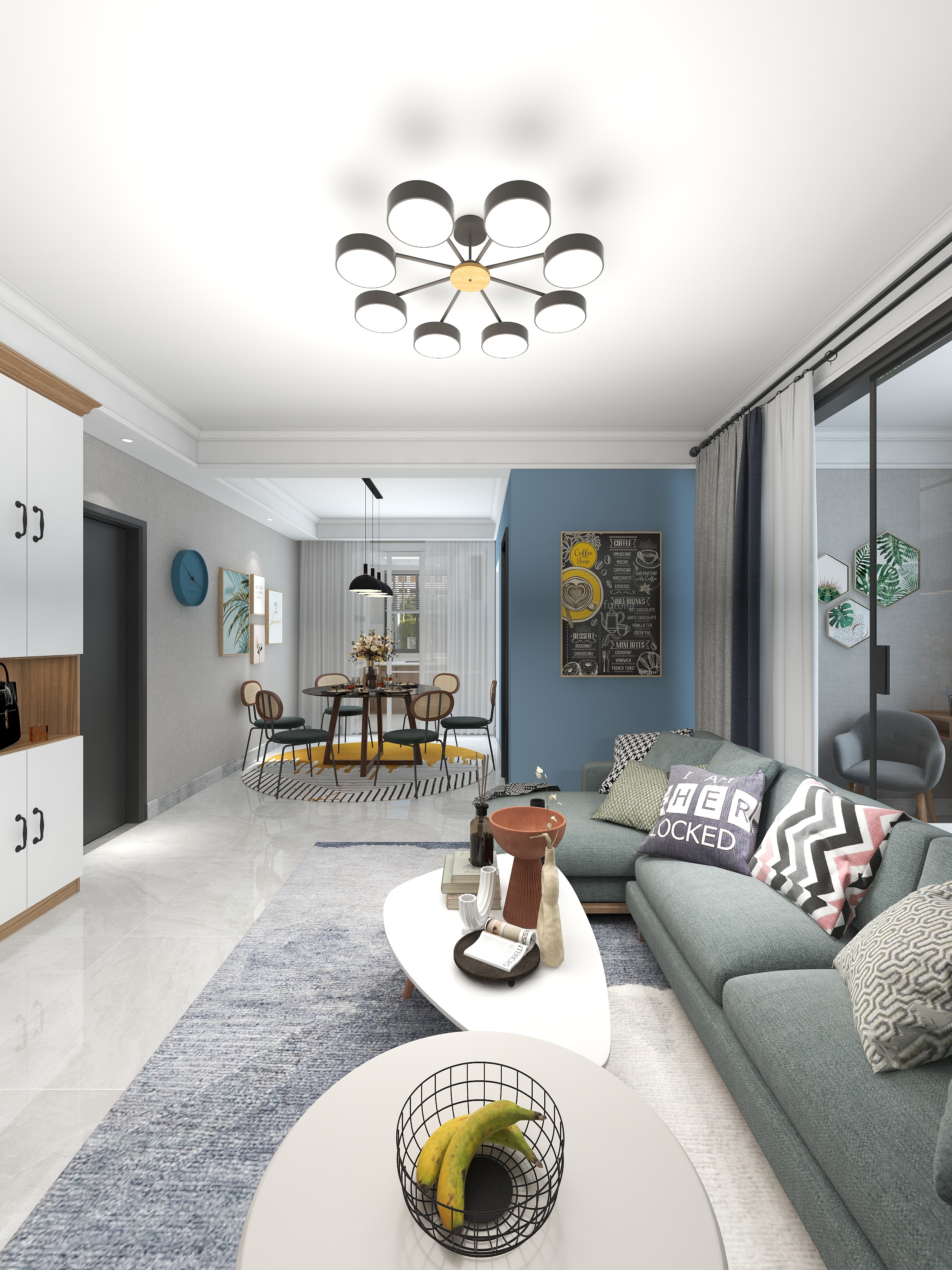 陈晓琛-北欧~三居变四居装修效果图