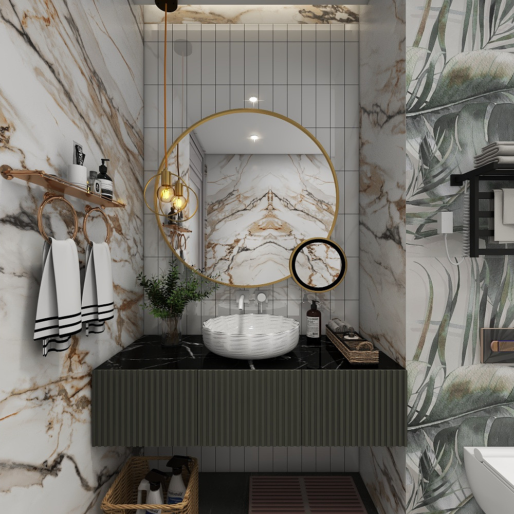 北宸空間設計-【浮生·若梦】260平法式轻奢二层卫生间装修效果图第3张