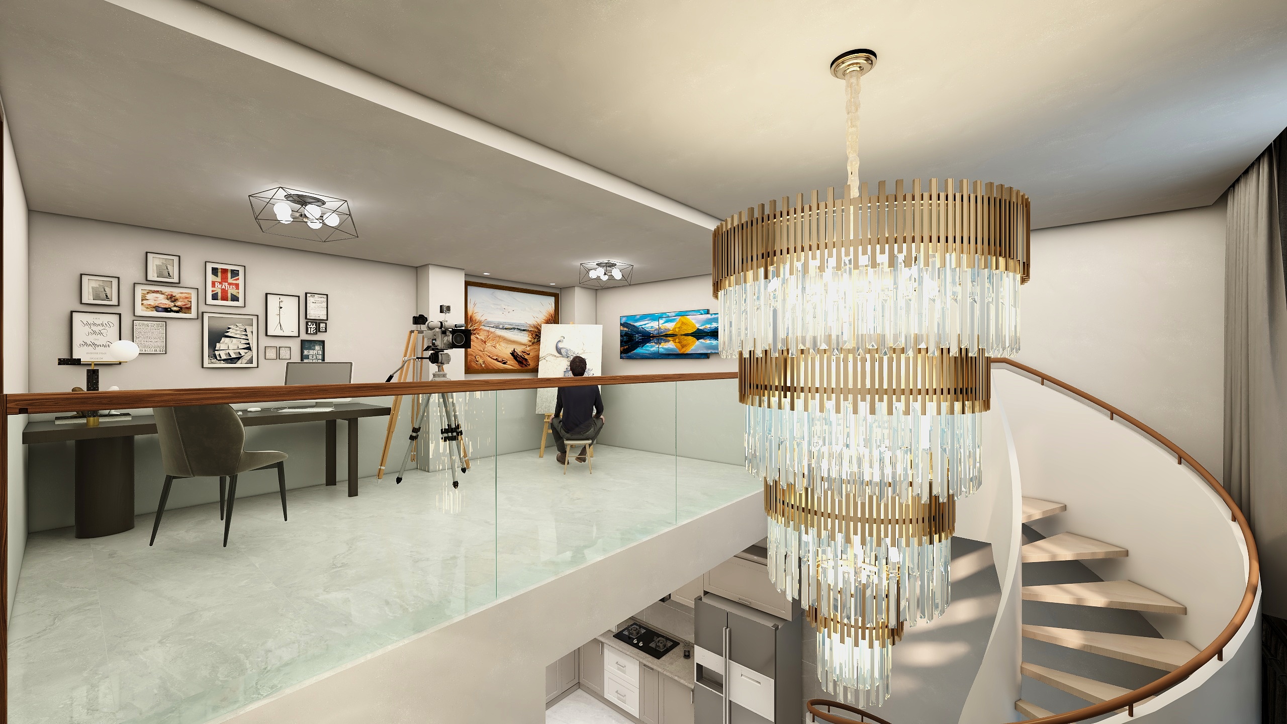 韩小鹏-复式现代简约全屋艺术涂料-装修设计方案