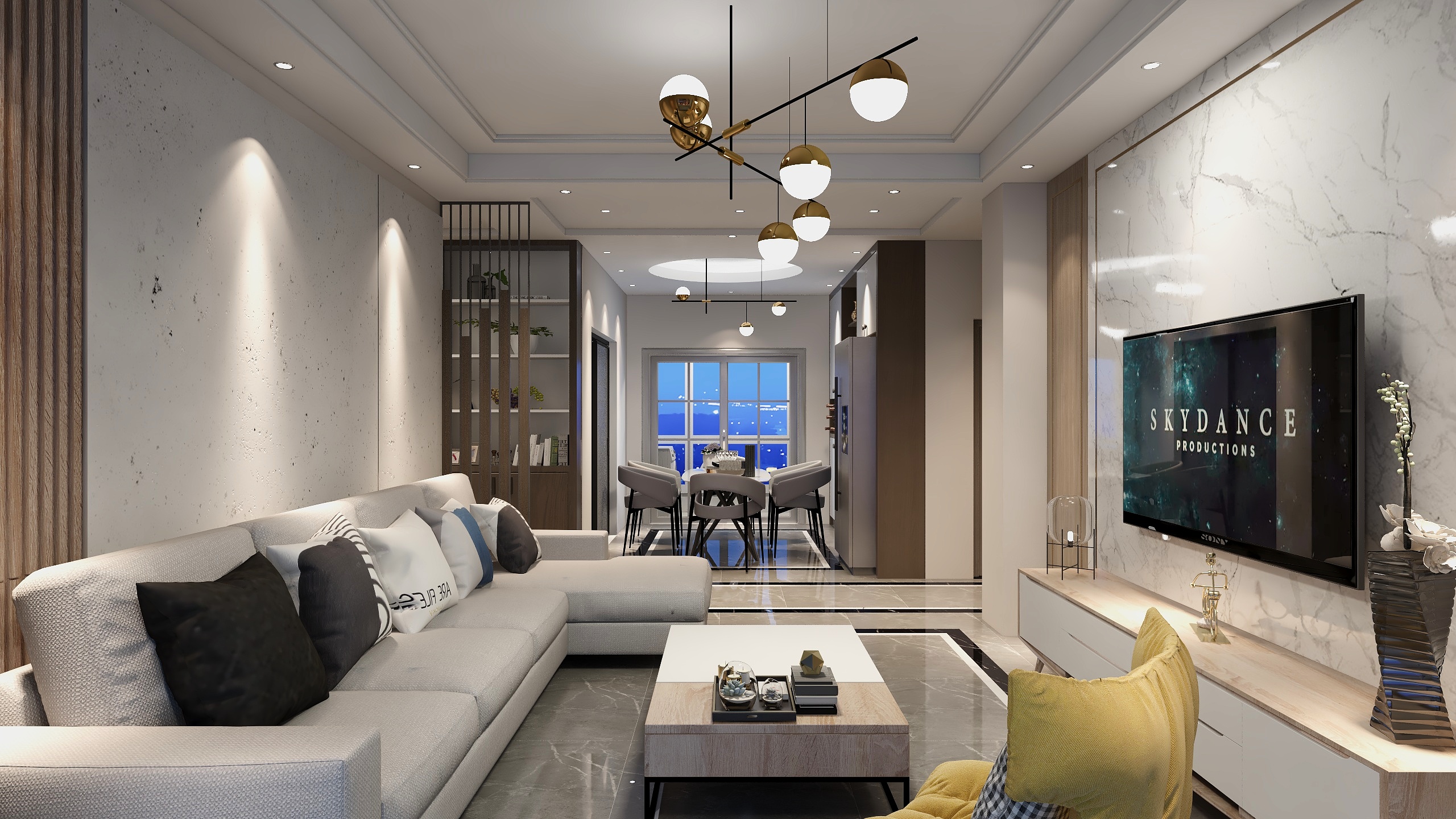 一栗设计工作室-东莞-120平米3室2厅2卫1厨简约风格装修效果图