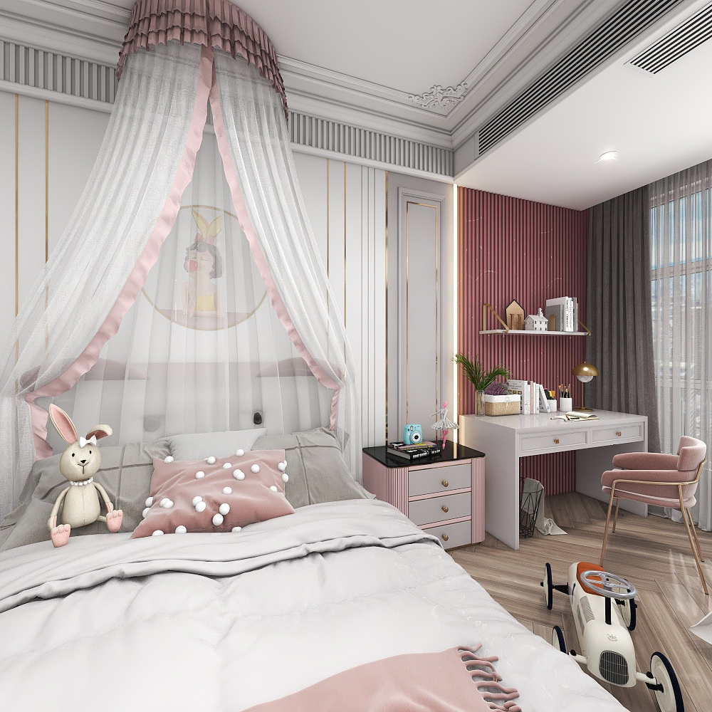 北宸空間設計-【浮生·若梦】260平法式轻奢二层公主房装修效果图第4张