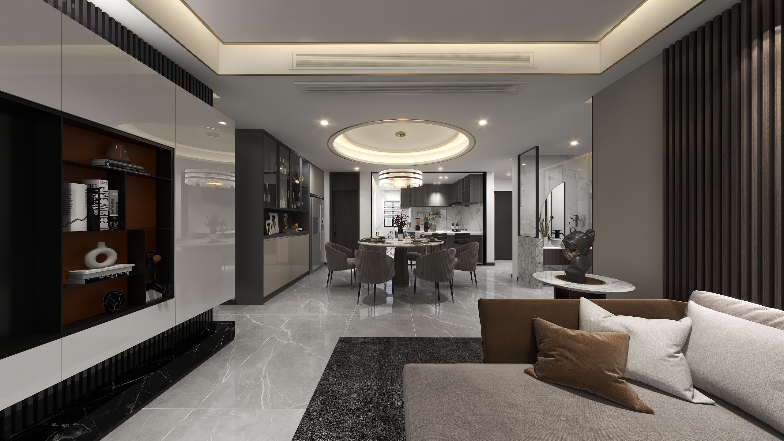 设计师丨罗江-165㎡极简轻奢风装修效果图