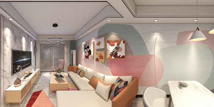 弘岚设计-德信海德公园83.00㎡A2’3室2厅1卫1厨-装修设计方案