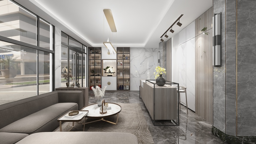 Masque丶-56m²丨新中式酒店大厅-masque丶装修效果图