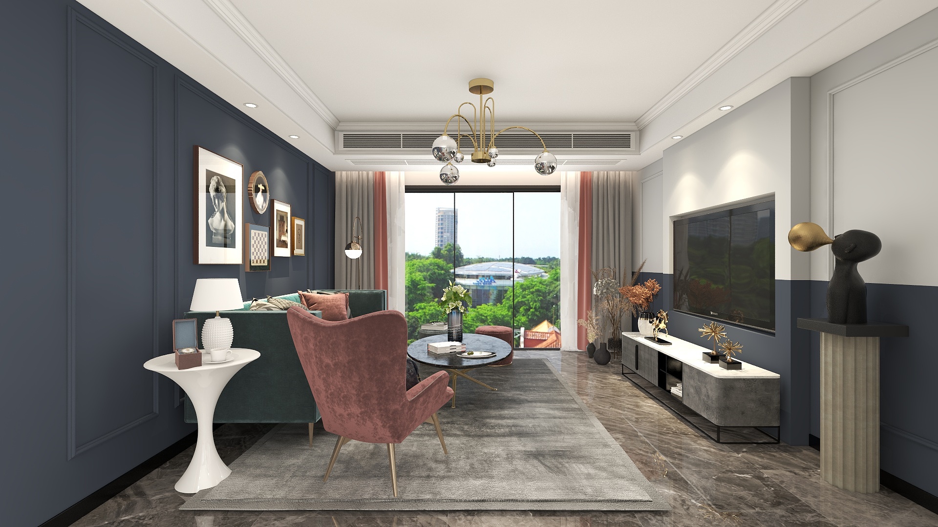 李青越-40方混搭客餐厅装修效果图