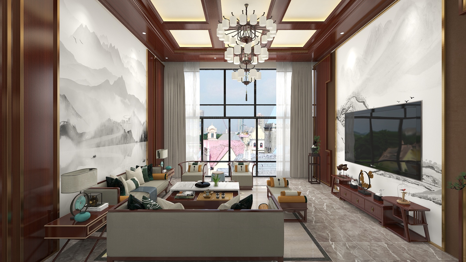 李青越-280方两层新中式装修效果图