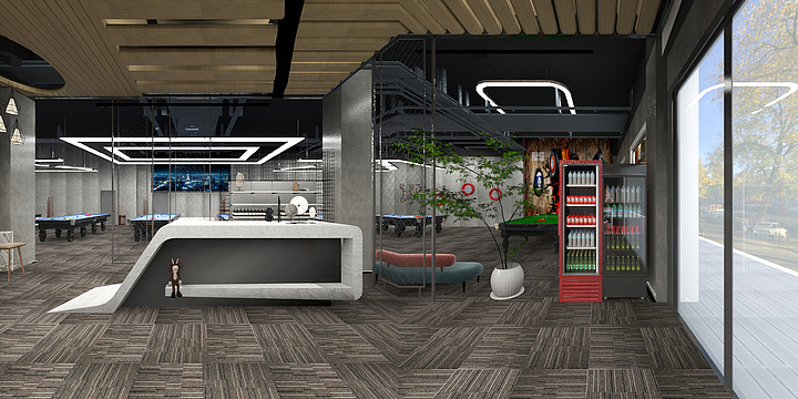 徐_贰人设计机构-台球吧（大厅居中）-装修设计方案